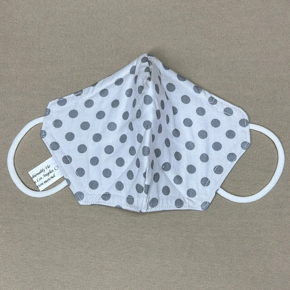 Floral and polkadot 3 layer cotton fabric reversible face mask